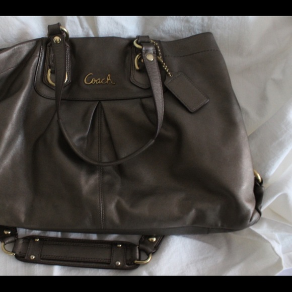 Coach Ashley Large Dark Grey Leather Carryall Bag - Picture 6 of 8